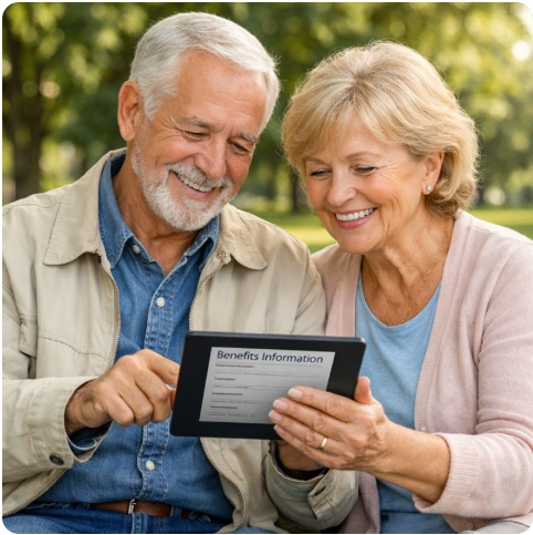 기초연금 확인하는 노부부