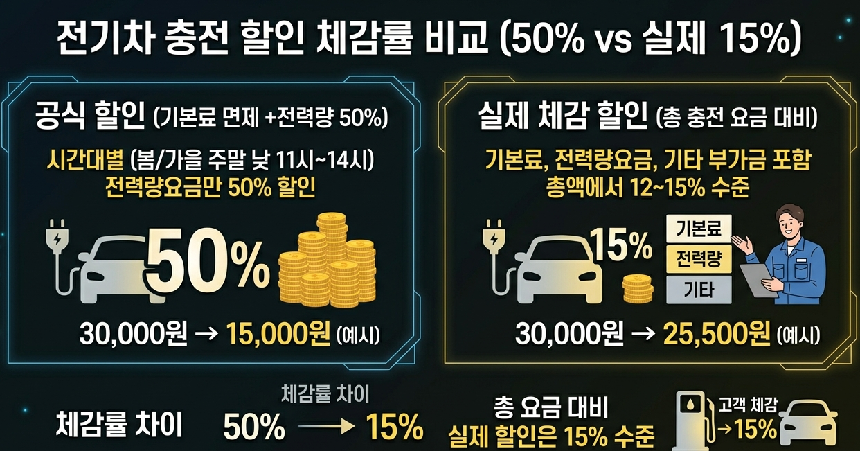 전기차 충전 할인 체감률 계산 (50% vs 실제 15%)