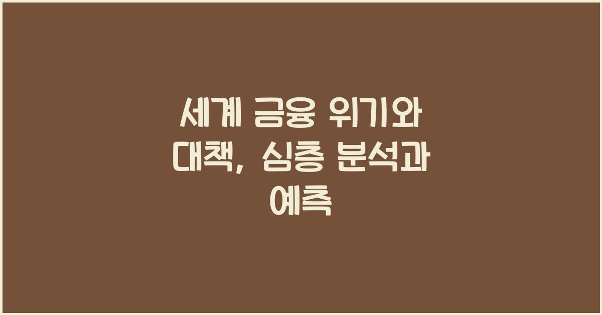 세계 금융 위기와 대책