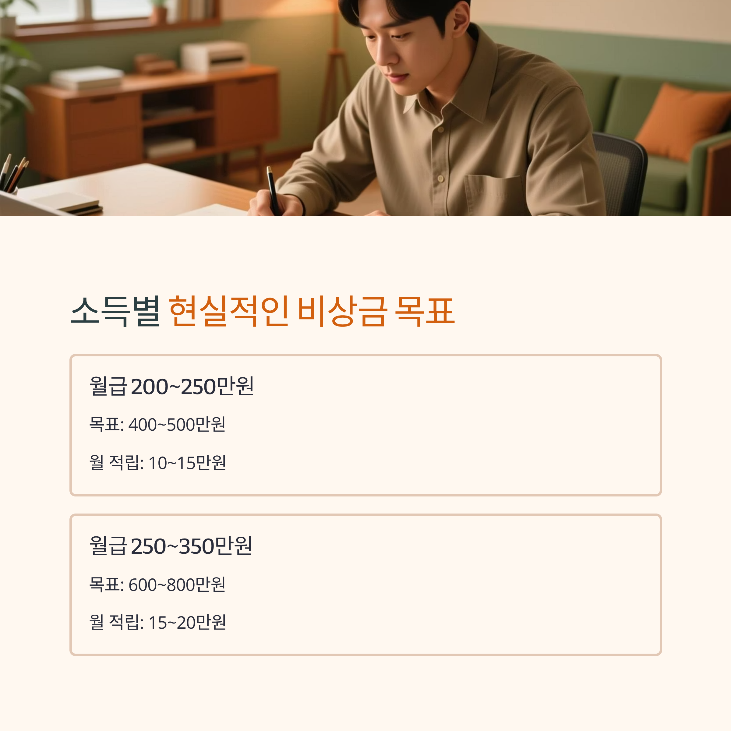 소득별 비상금 통장 목표