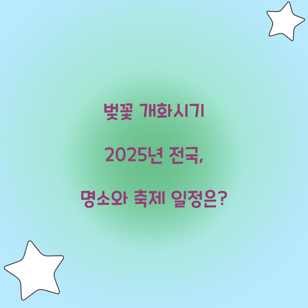 벚꽃 개화시기 2025년 전국