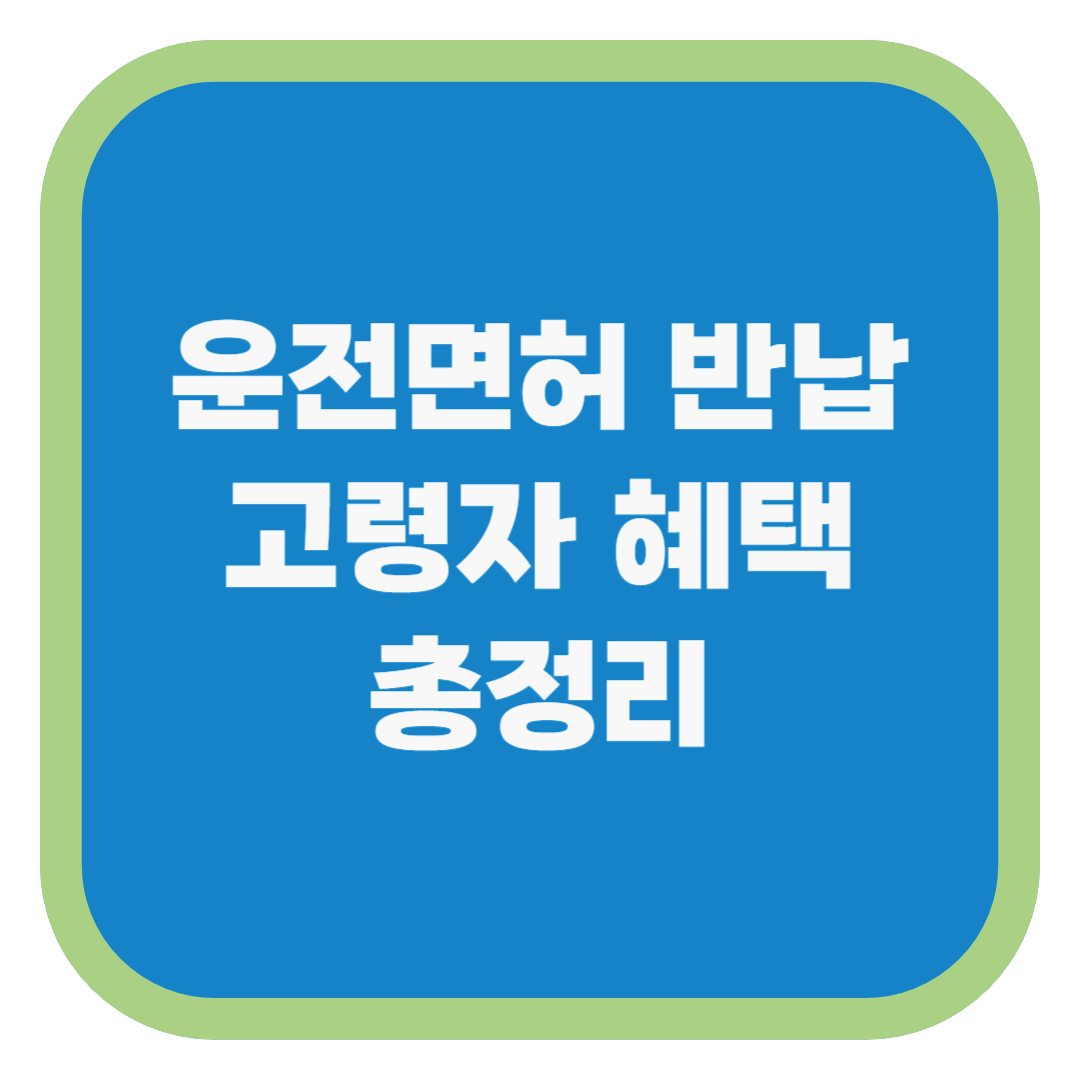 운전면허 반납 고령자 혜택 총정리