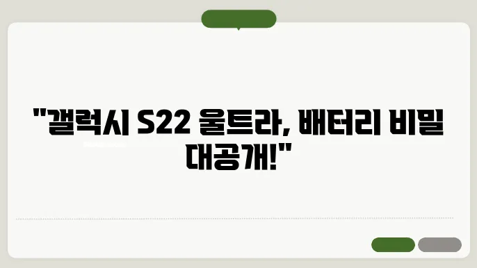 갤럭시 S22 울트라 배터리 기술