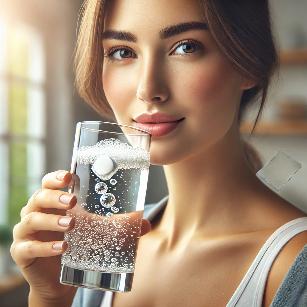 발포-비타민-마시는-여자