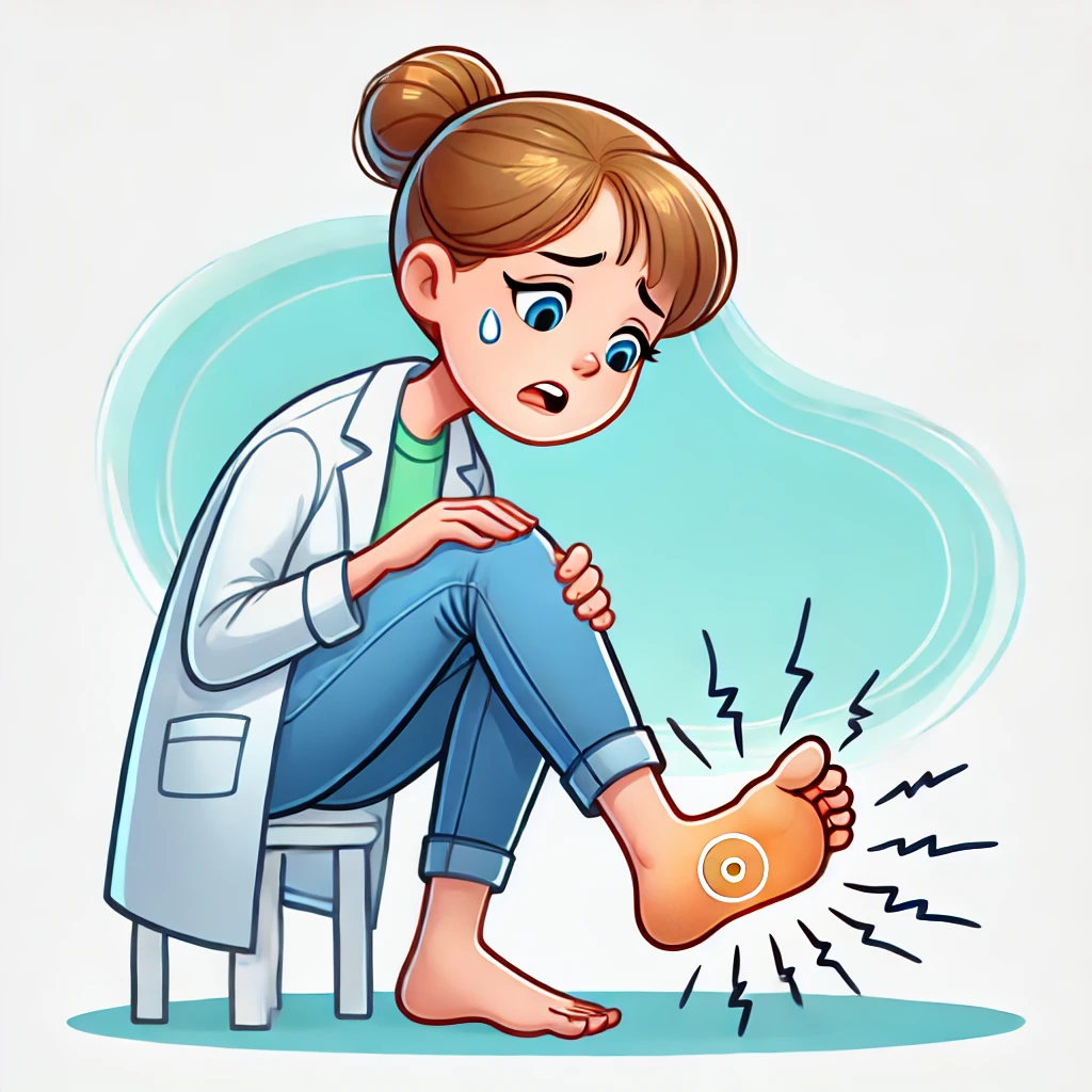 티눈으로-당황해하는-여자