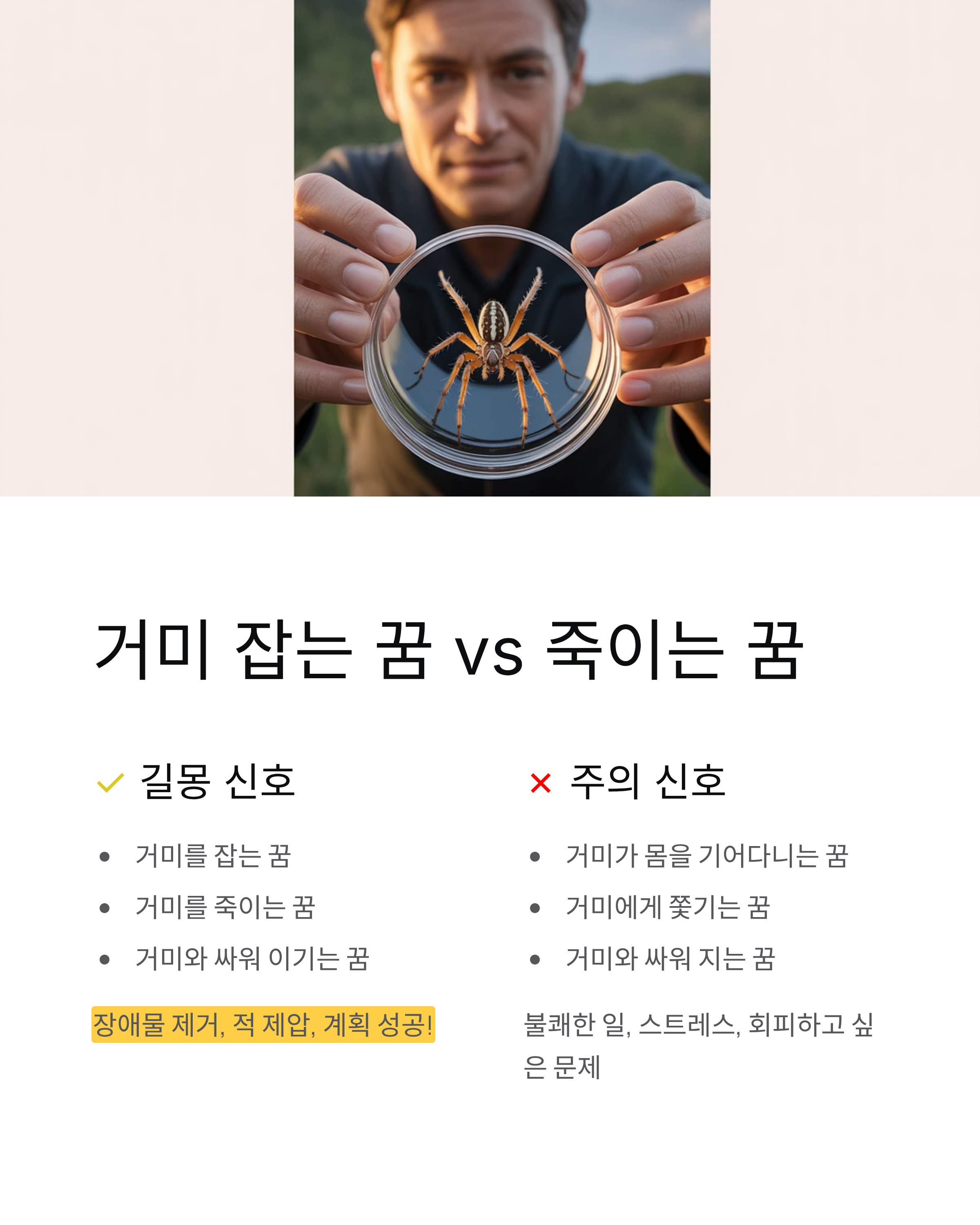 거미꿈 해몽 총정리, 큰거미·거미줄·물리는꿈 완벽 분석!