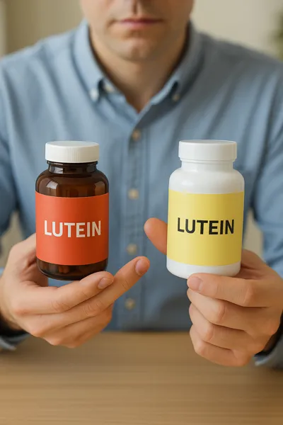 루테인 제품 비교하는 남성