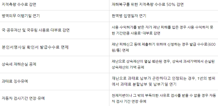 일반 재난 지역 보상 지원 혜택 (2)