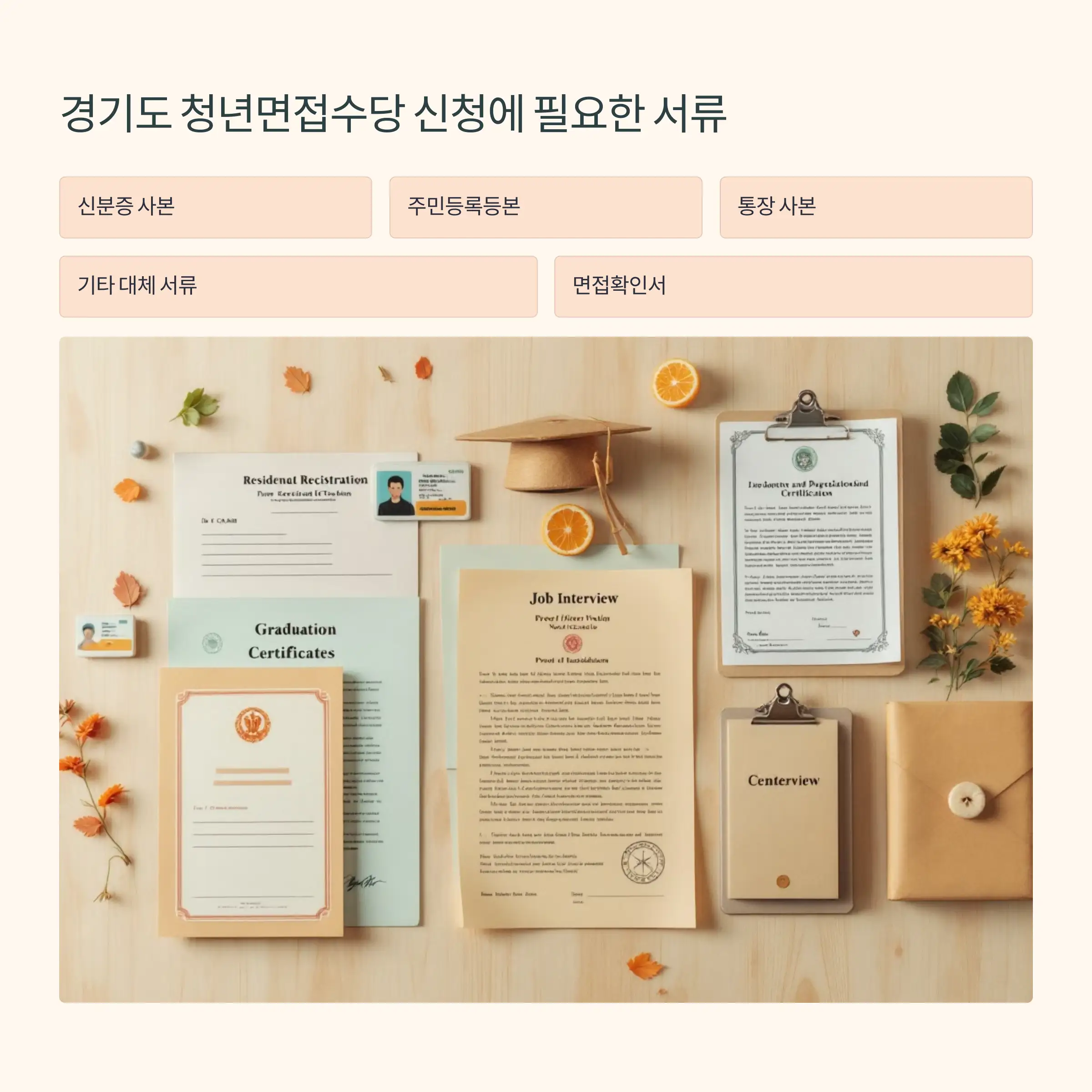 경기도 청년면접수당 신청 시 필요한 서류 준비물