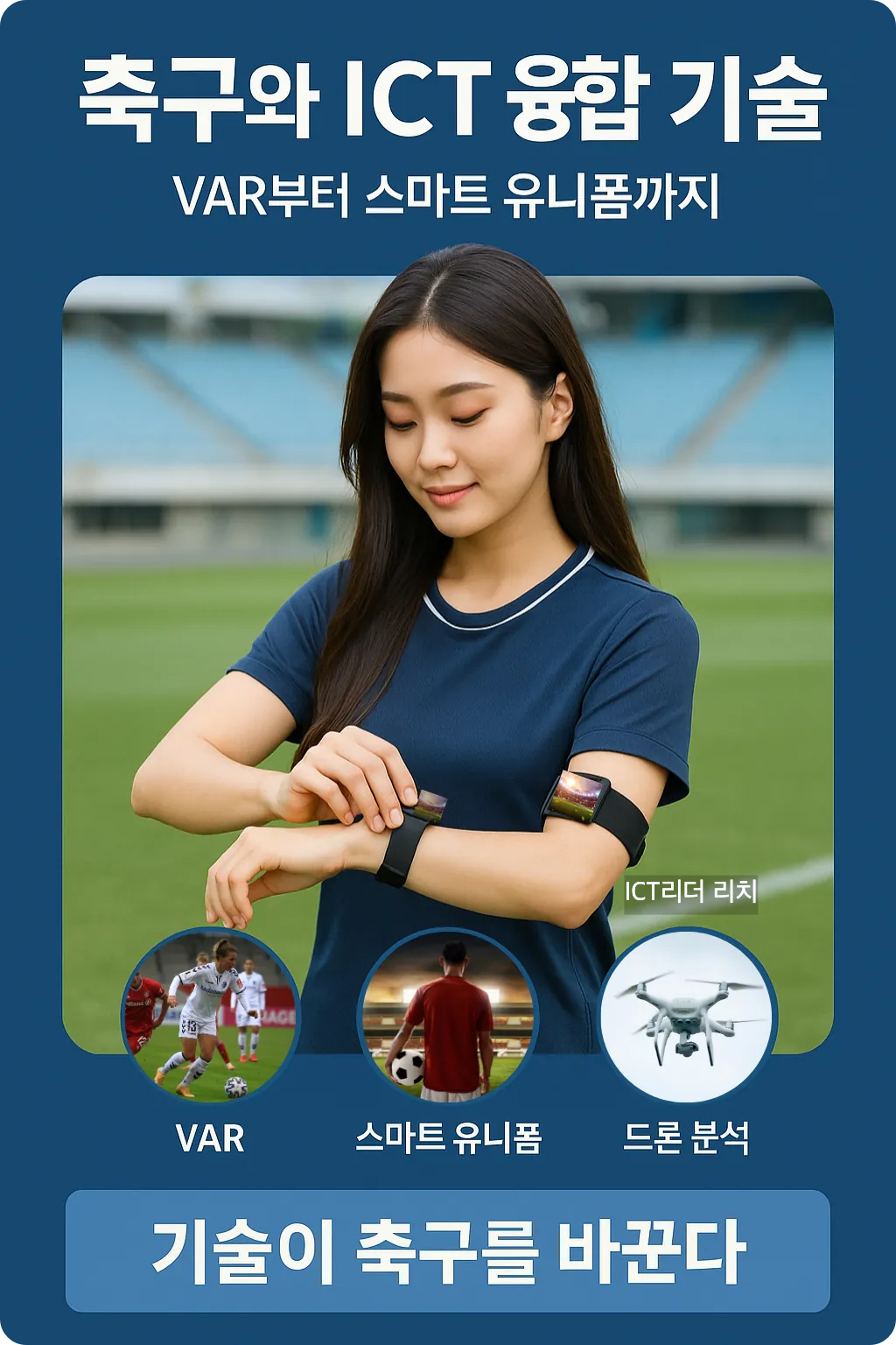 웨어러블 장비를 착용 중인 20대 여성 축구 선수