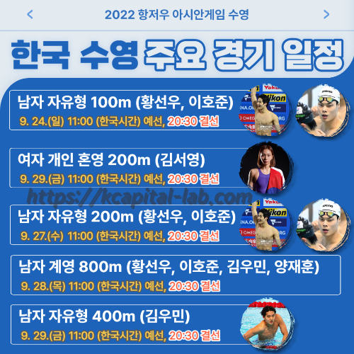 한국 수영 주요 경기 일정