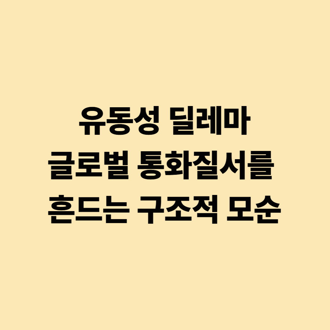 유동성 딜레마: 글로벌 통화질서를 흔드는 구조적 모순