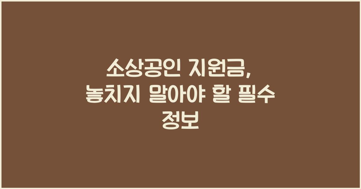 소상공인 지원금
