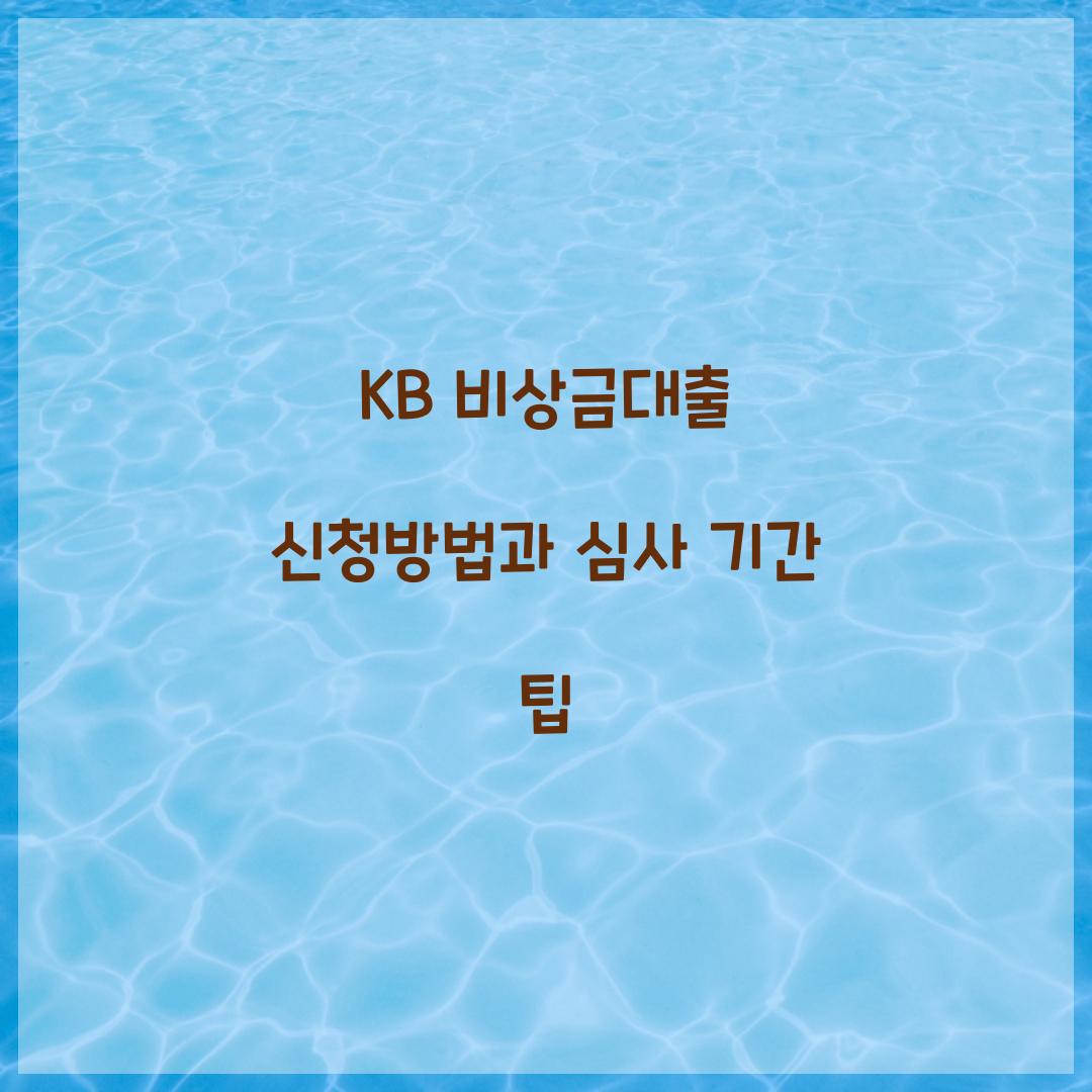 KB 비상금대출 신청방법