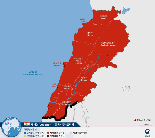 레바논 지도