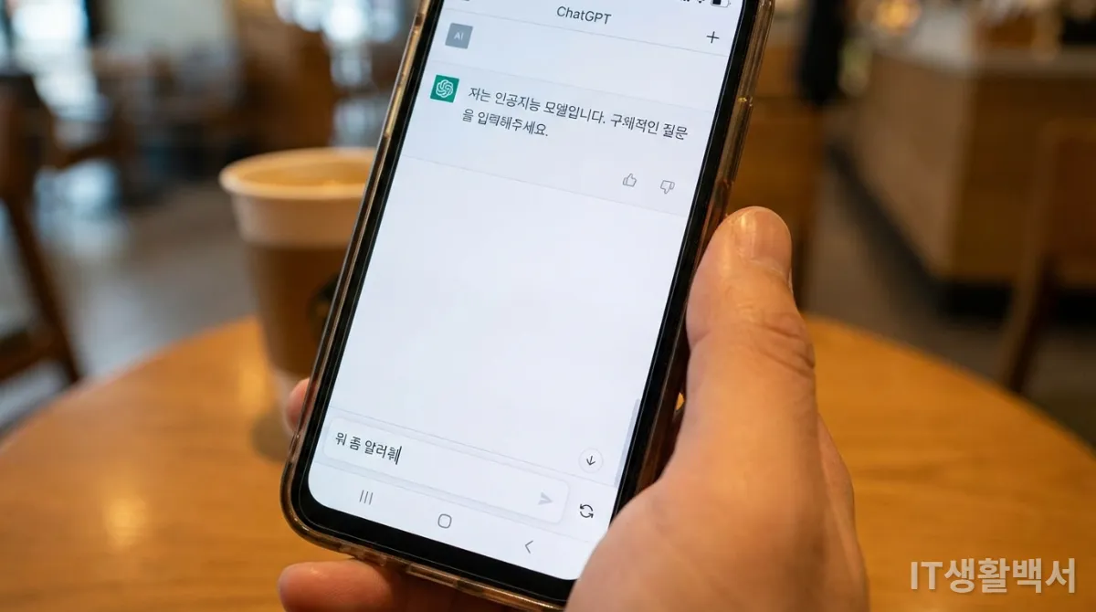 모호한 질문과 일반적인 답변이 보이는 ChatGPT 화면