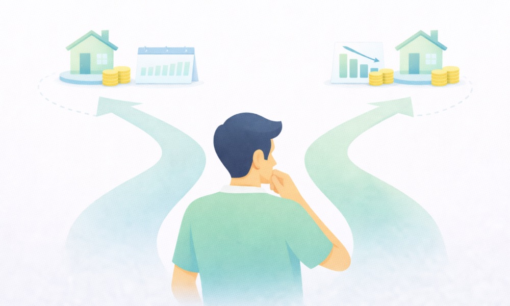 주택담보대출 상환방식을 선택할 때 고려해야 할 기준을 보여주는 비교 이미지