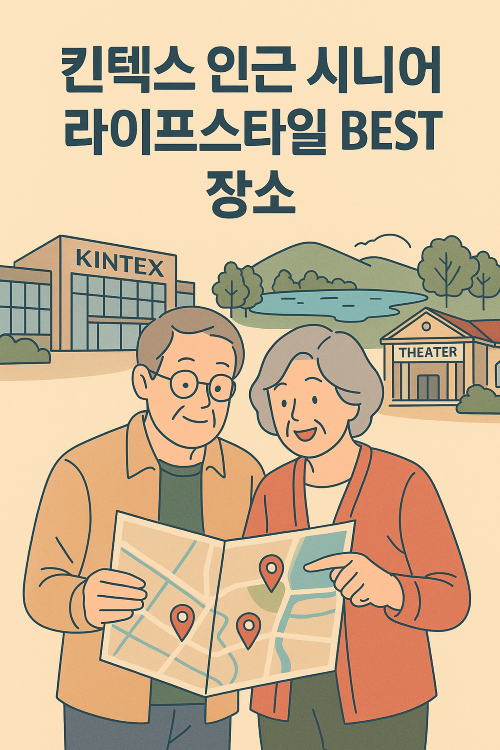 킨텍스 주변 시니어 추천 명소 지도를 살펴보는 노부부의 모습