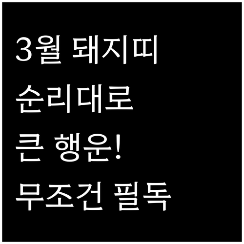 병오년 3월 돼지띠 운세 흐르는 순리..