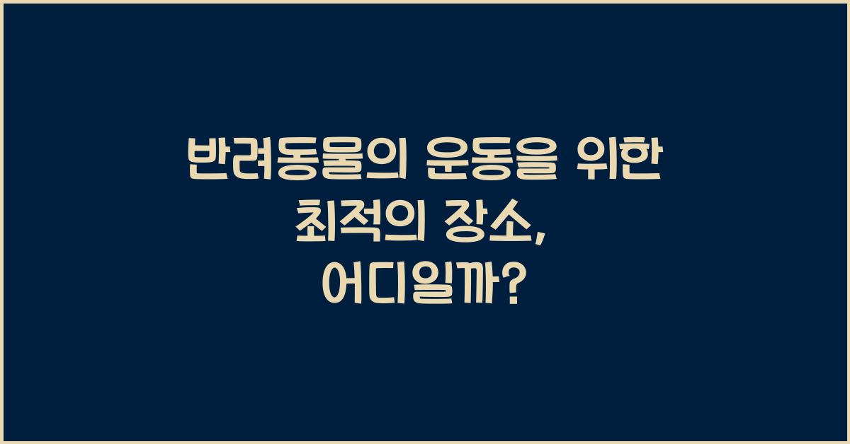 반려동물의 운동을 위한 최적의 장소
