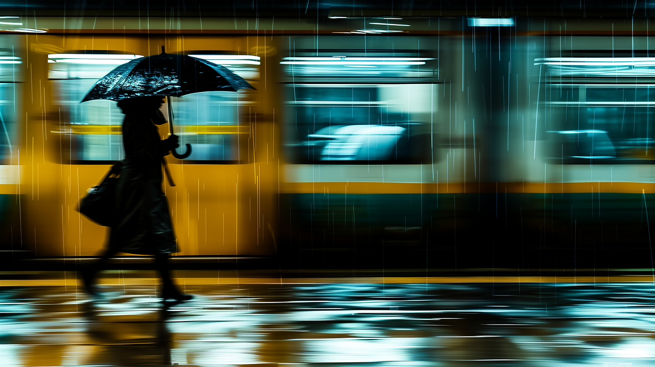 비오는 퇴근길 기차역