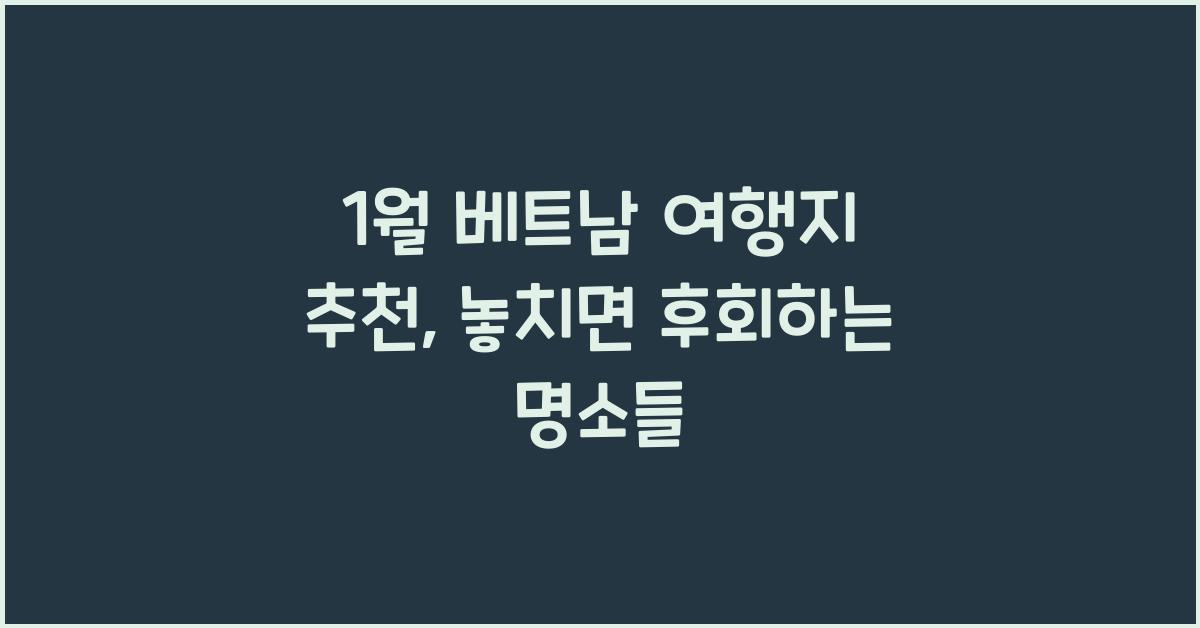1월 베트남 여행지 추천