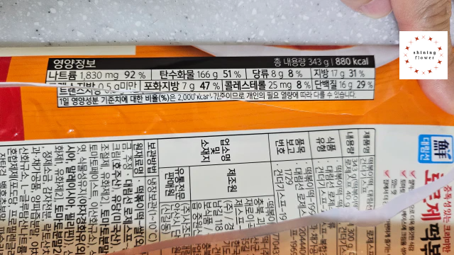 밀키트 로제떡볶이-영양정보