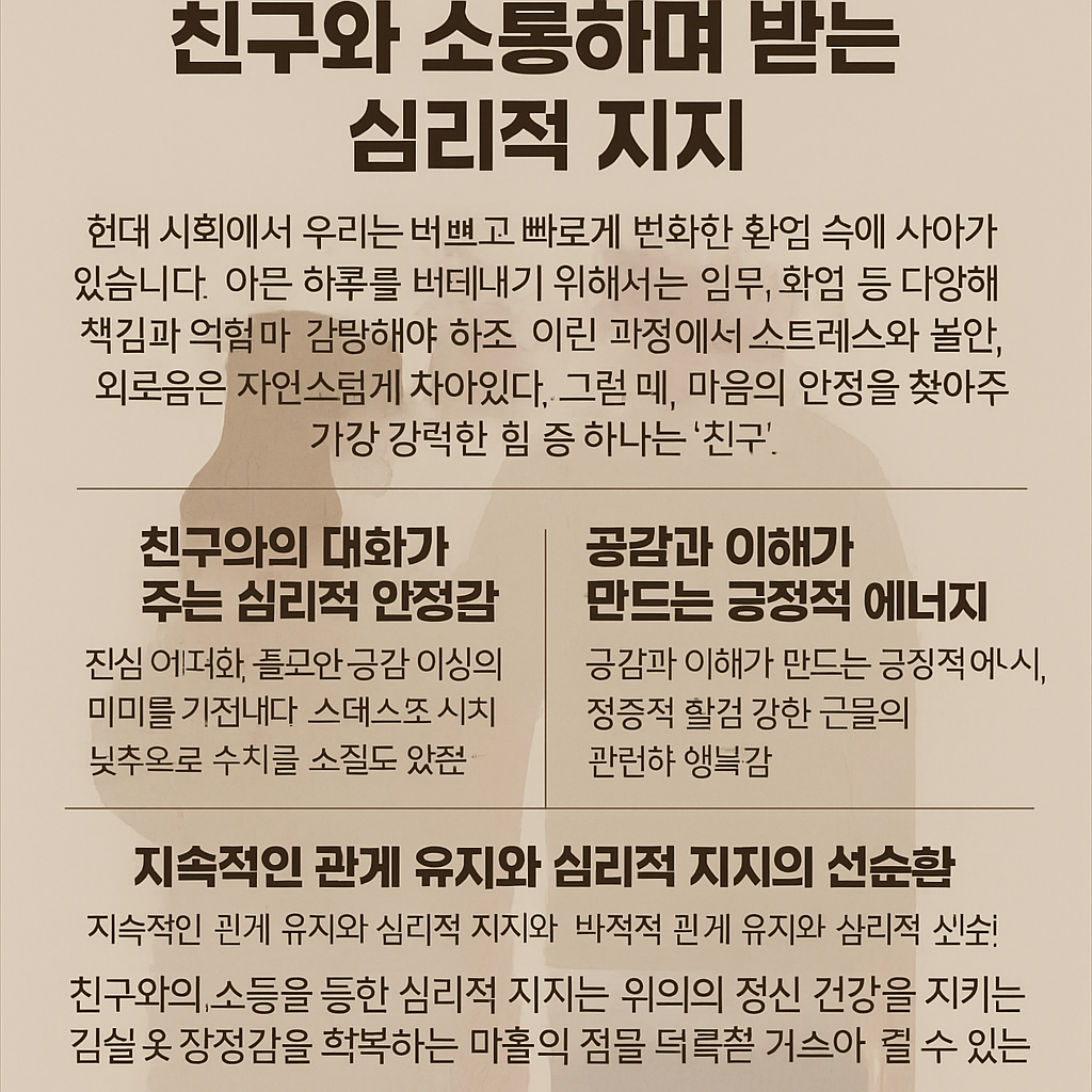 친구와 소통하며 받는 심리적 지지