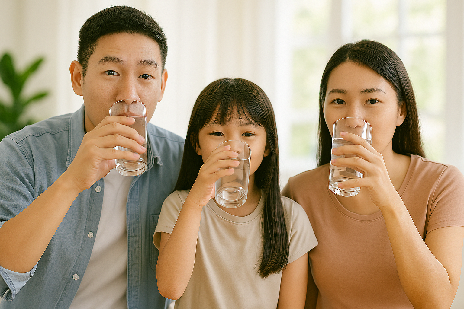 가족이 물마시는 이미지