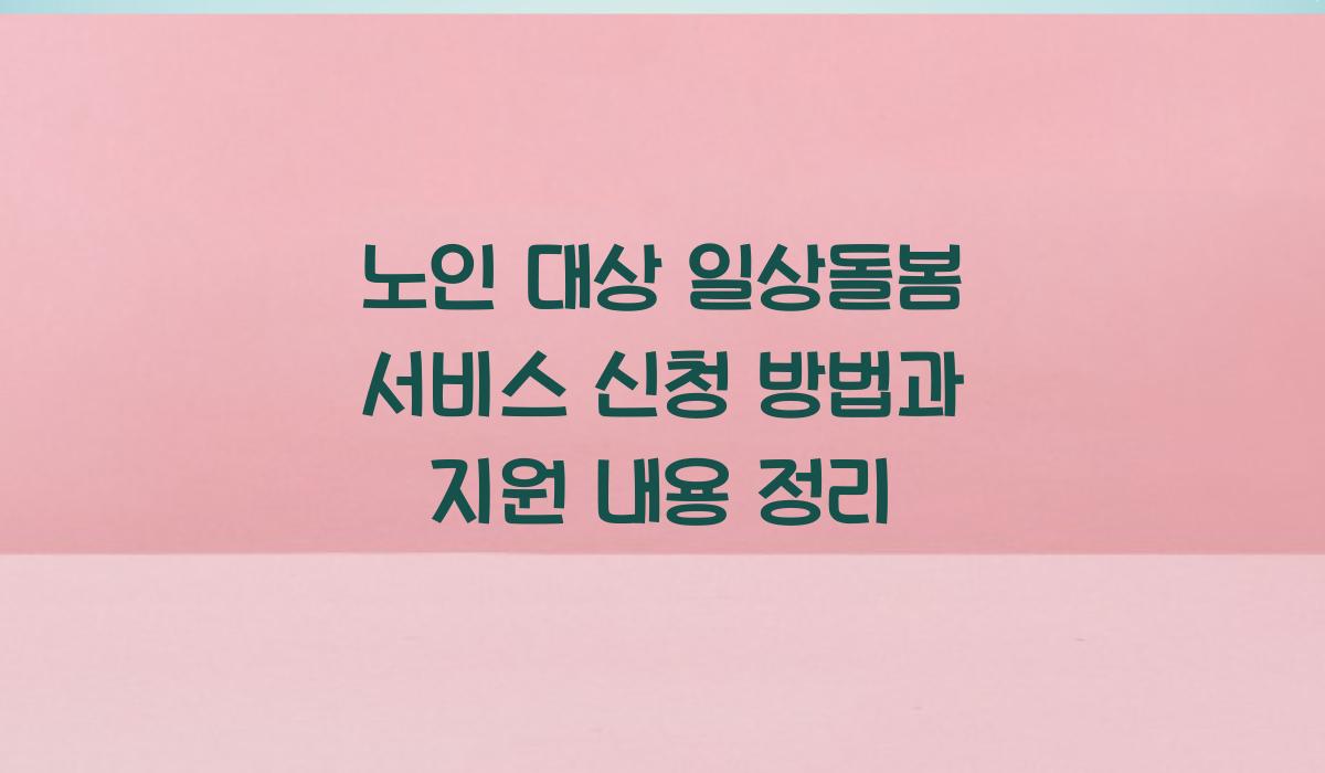 노인 대상 일상돌봄