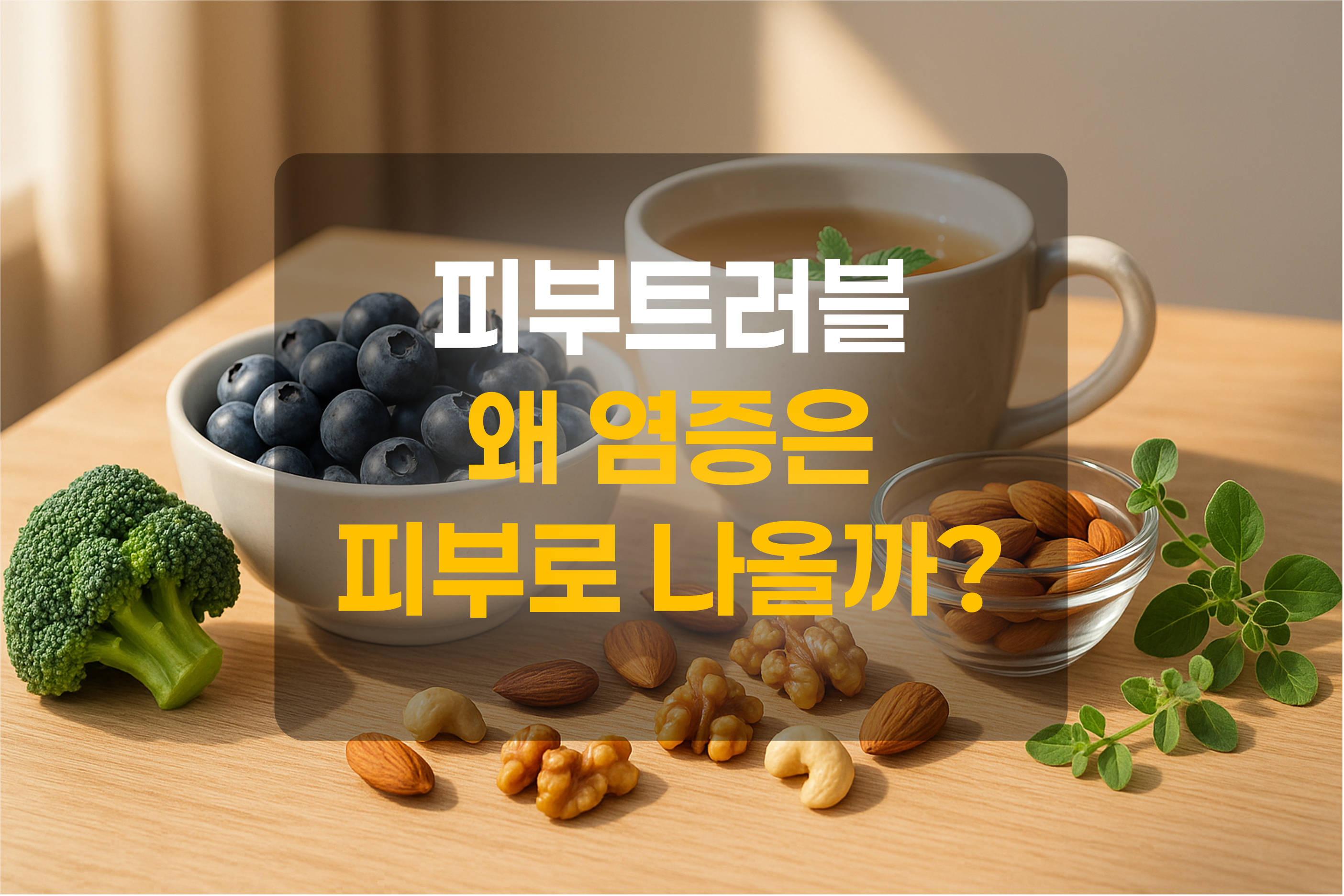 염증과 피부질환에 좋은 음식을 표현한 그림