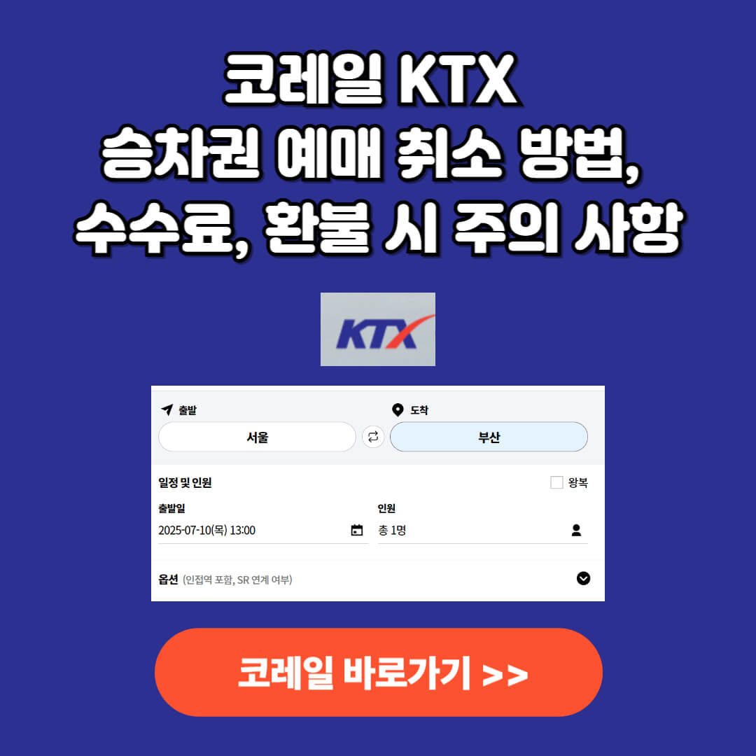 코레일 KTX 예약 취소 환불 규정 알아보기