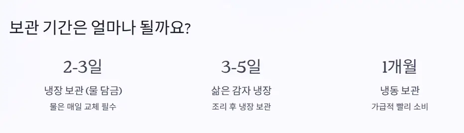 감자 보관 기간