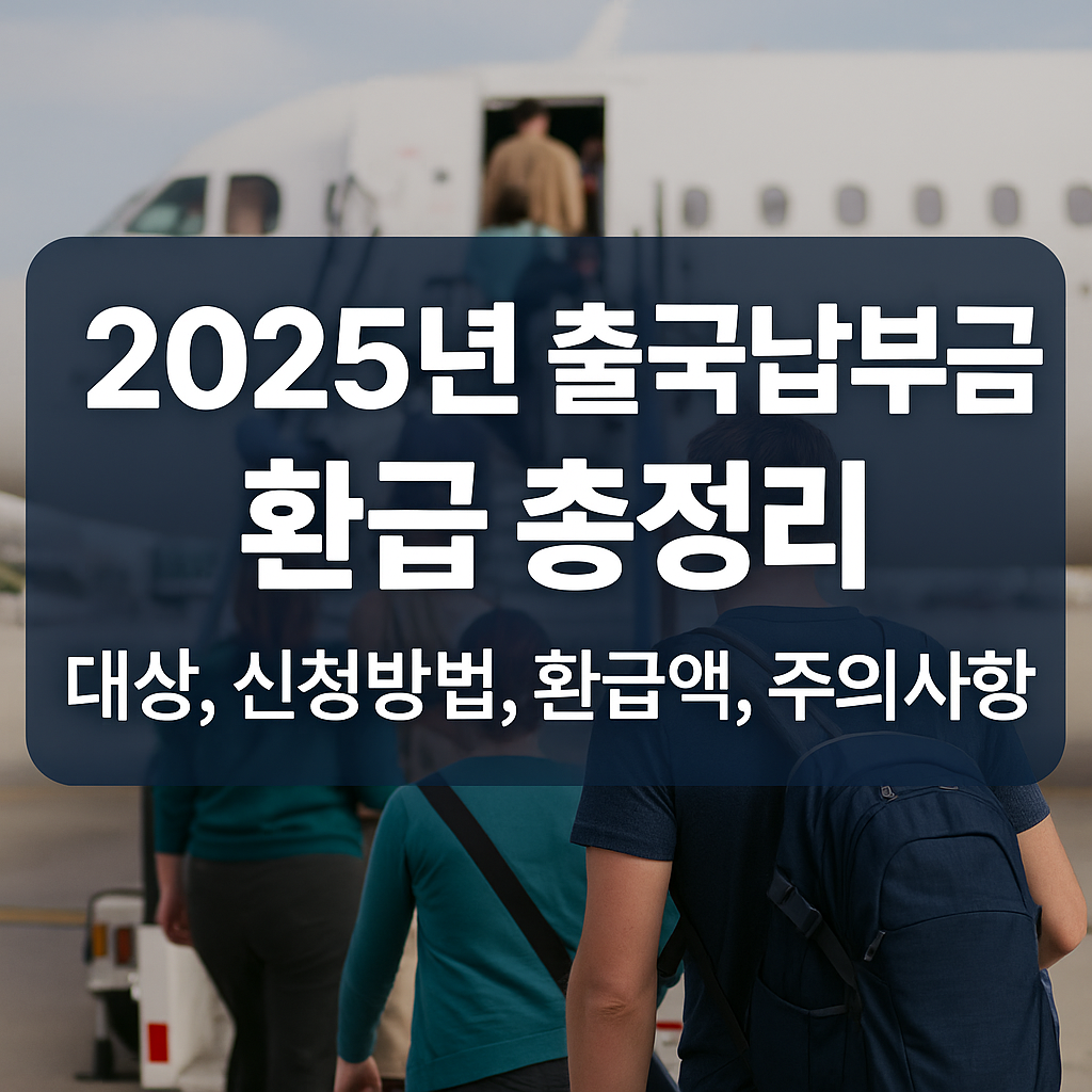 2025년 출국납부금 환급 총정리 썸네일 (대상, 신청방법, 환급액, 주의사항 강조)