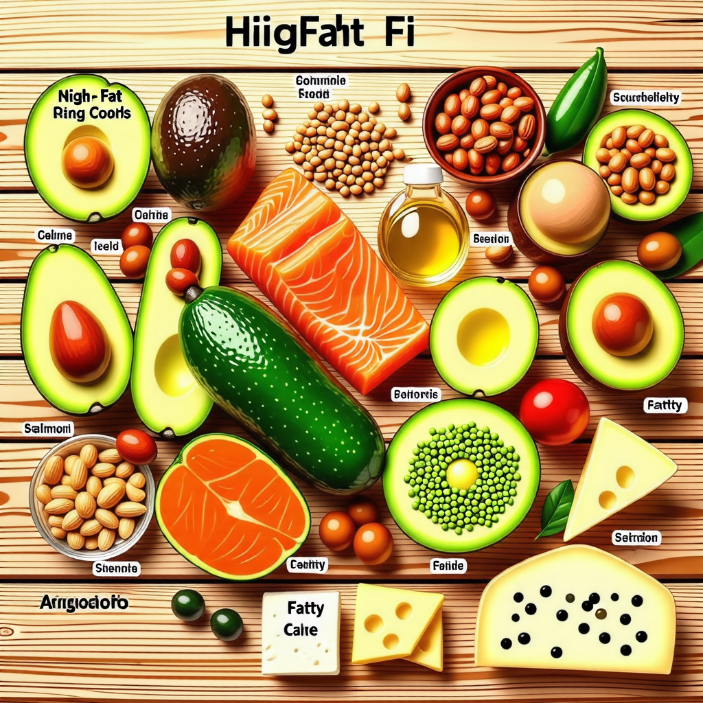 저탄고지 식단에 좋은 고지방 음식 가이드 표현한 이미지
