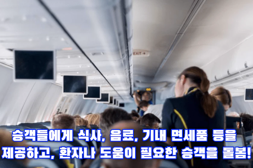비행기에서 서비스를 제공하는 승무원