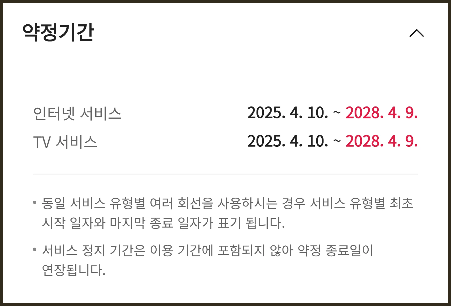 인터넷TV 약정기간