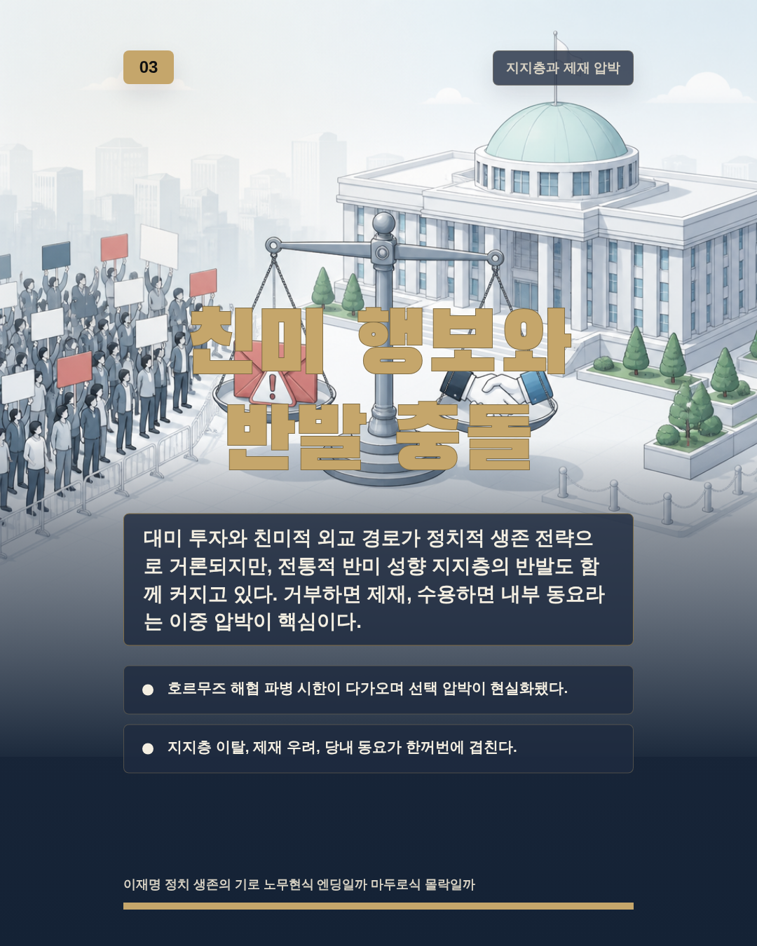 친미 행보와 반발 충돌
