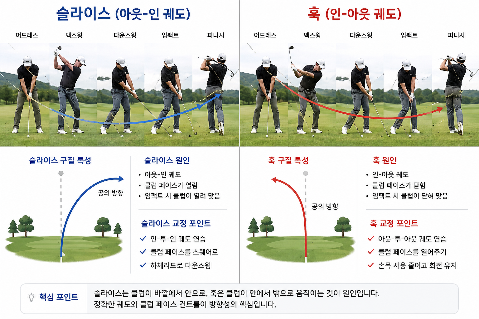 슬라이와 훅을 교정할려면 나의 괘도 부터 체크해야함