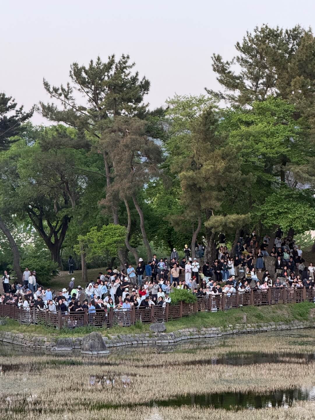일몰 무렵 사람들이 모이는 동궁과 월지