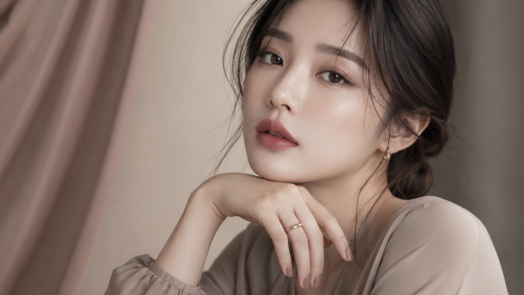 뮤트-메이크업이-주목받는-이유를-보여주는-한국인-여성-메이크업