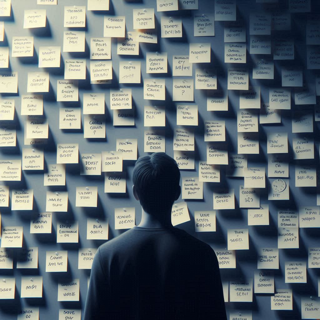 Someone has put a bunch of notes on the wall because of memory loss