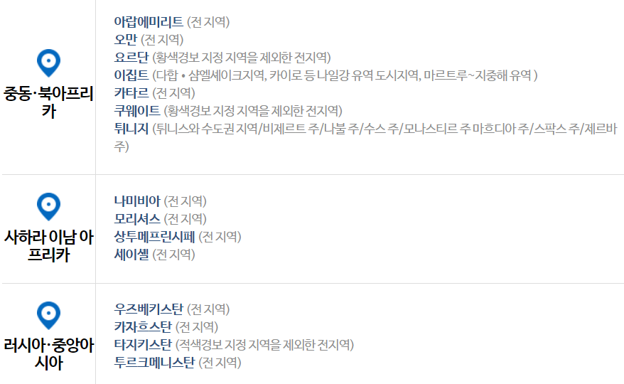 여행유의 단계인 나라