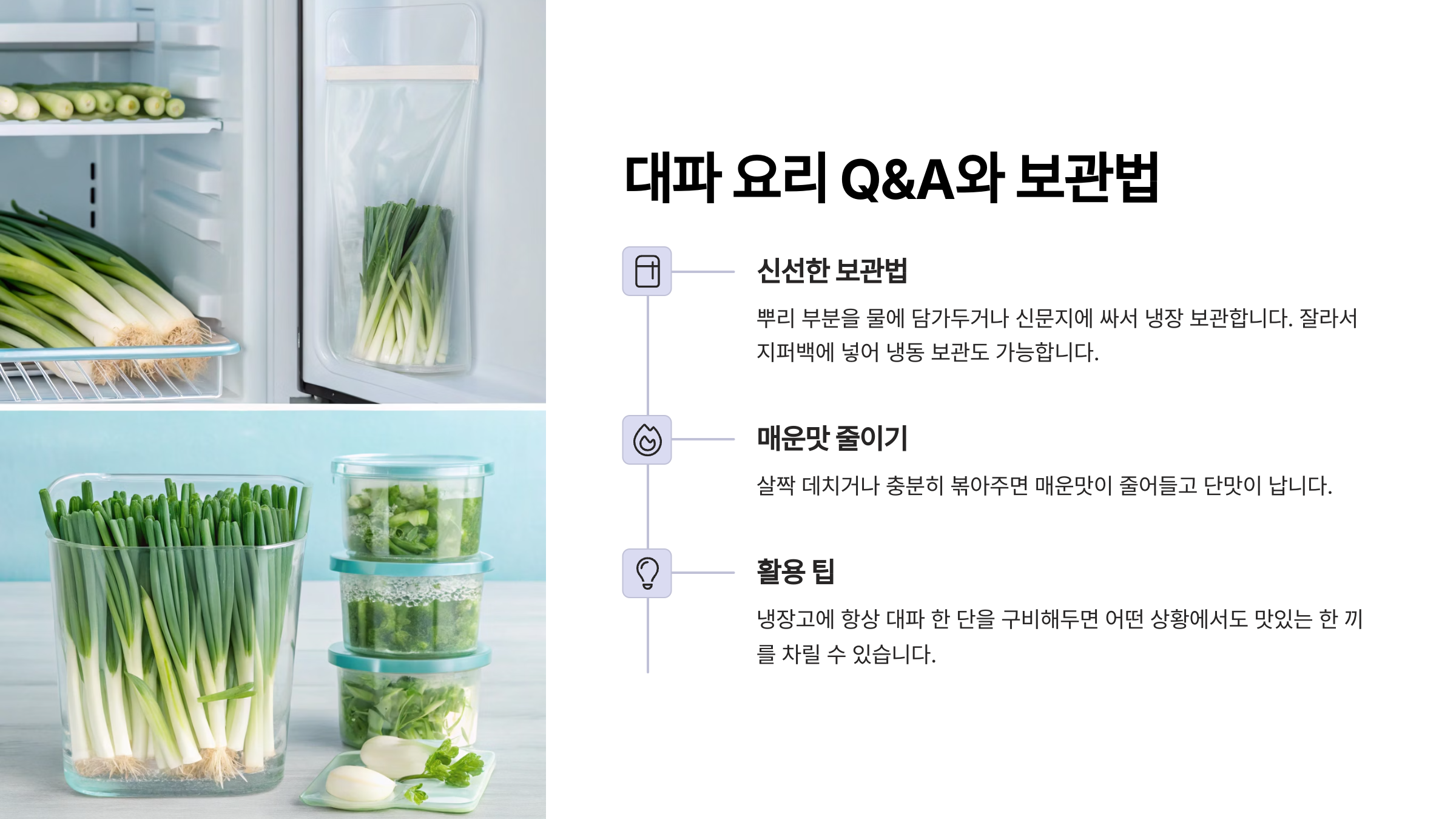 대파 하나로 가능한 5가지 초간단 요리(질의응답)