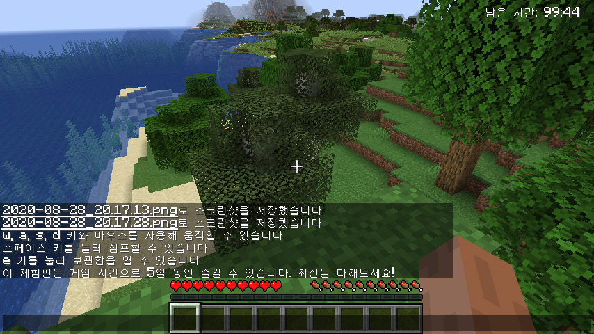 마인크래프트 체험판에 있는 제한시간