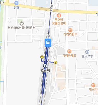 오산역환승센터에서 인천공항 리무진 공항버스(8834번) 위치