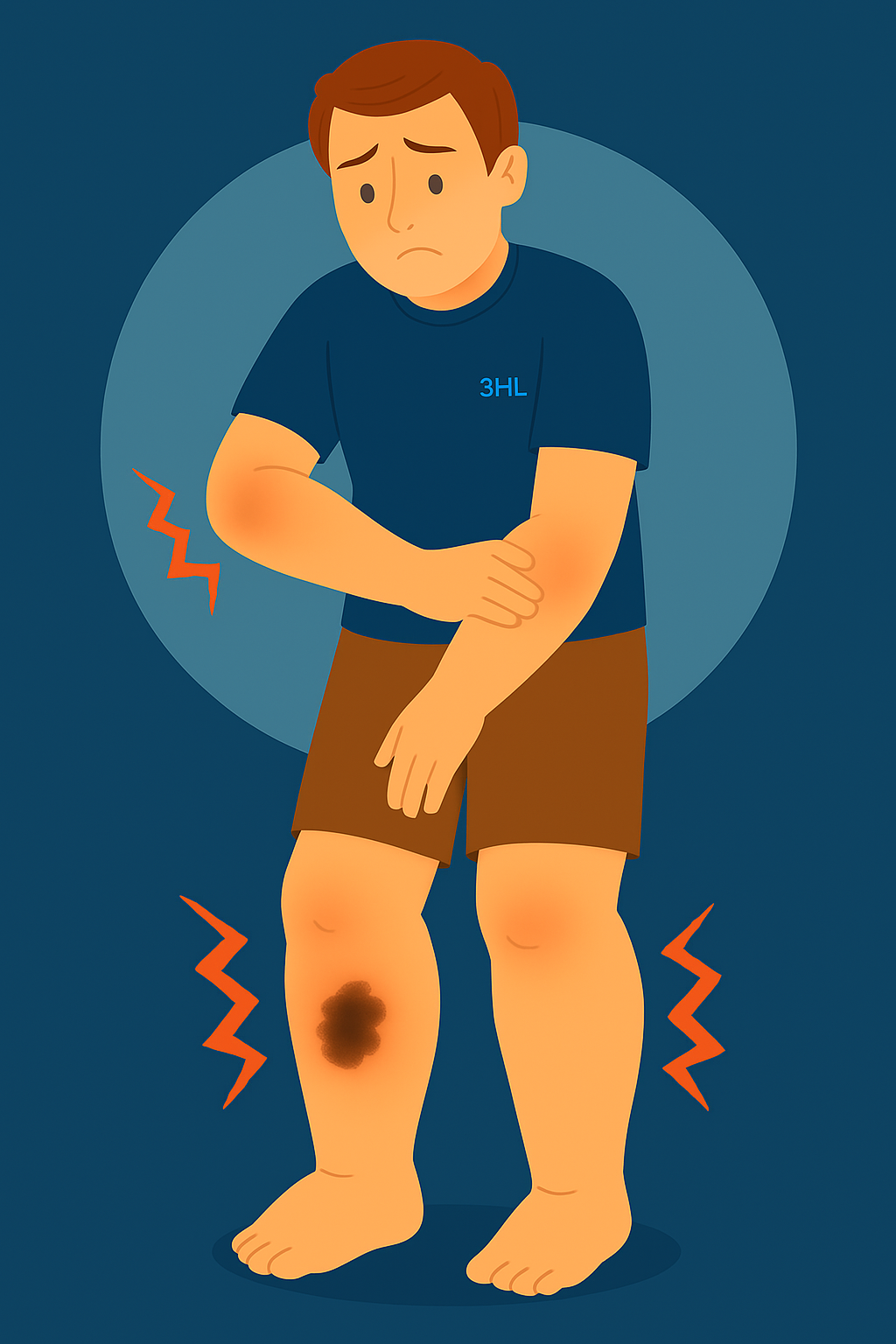 림프절 절제 후유증으로 팔다리 부종에관한 이미지
남성이 서있고 팔다리가 부어있음