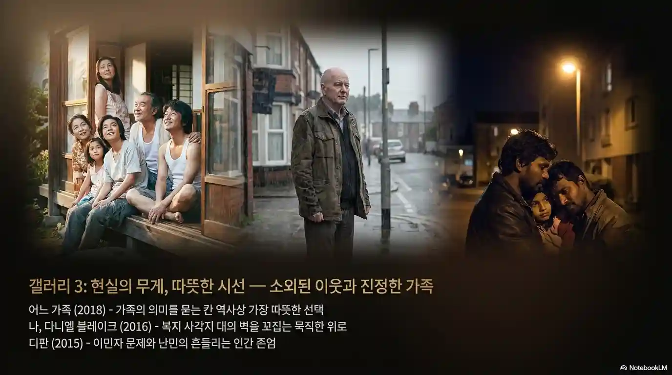 칸 영화제 황금종려상 수상작품 중 소외된 이웃과 진정한 가족의 의미를 다룬 영화