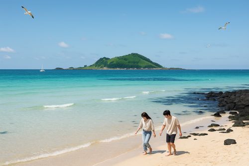 협재해변 모래사장 + 비양도 조망