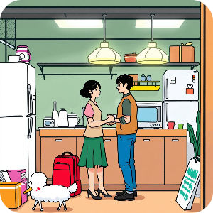 혼수가전 준비하는 예비 부부 이미지